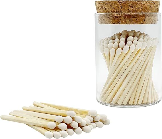 2" Classic White Tip Safety Matches | 100+ Quality Artisan Matchsticks with Chic Jar, Cork Lid & ... | Amazon (US)