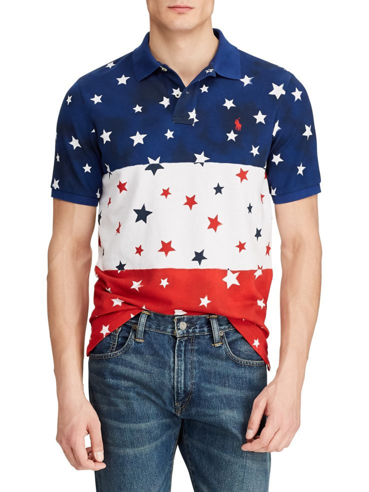 Classic-Fit Star Mesh Cotton Polo | Lord & Taylor