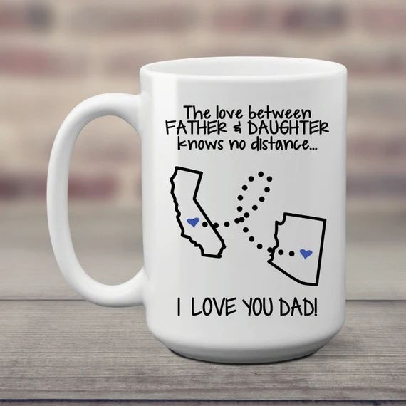 Fathers Day Gift From Daughter Coffee Mug Two States  Dad | Etsy | Etsy (US)