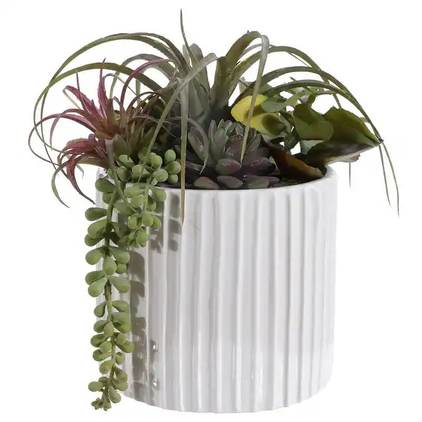 SAFAVIEH Faux Decorative Mixed Succulent Potted Artificial Plant - 9.1" W x 7.5" L x 9.5" H - Bed... | Bed Bath & Beyond