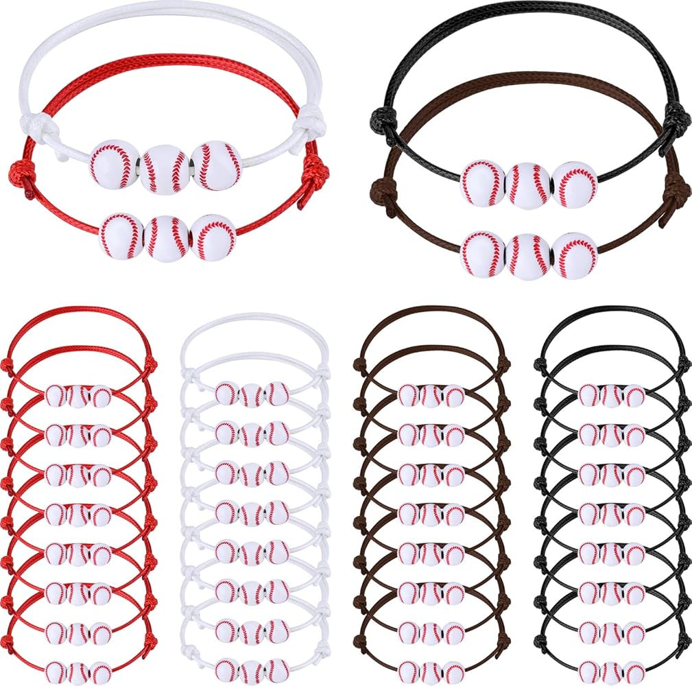 PEUTIER Baseball Bracelets, Sports Charm Bracelets Set Adjustable Baseball Wristbands with Inspir... | Amazon (US)