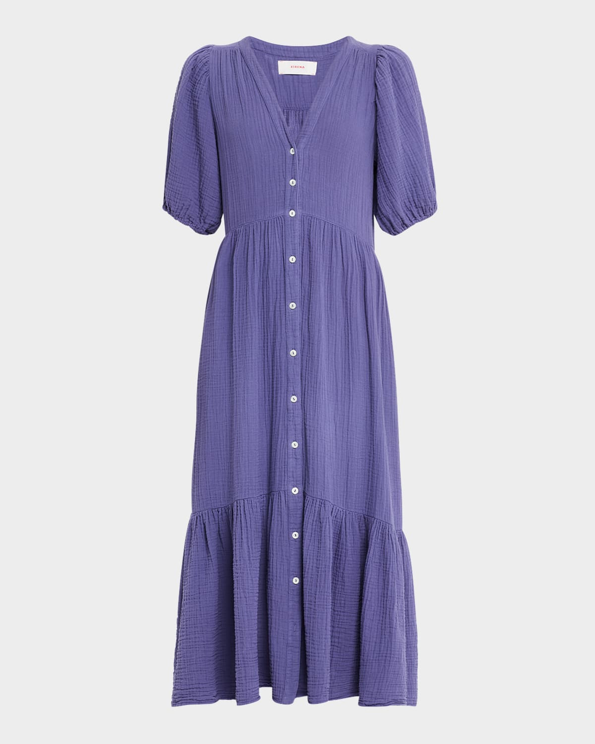 Lennox Blouson-Sleeve Cotton Gauze Midi Dress | Neiman Marcus