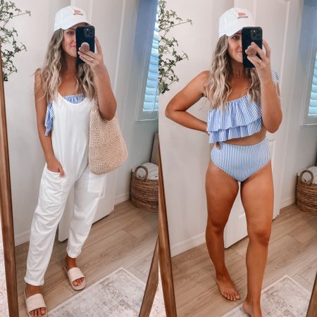 Todays beach look from amazon! Size small fave jumpsuit - size M two piece swimsuit / 