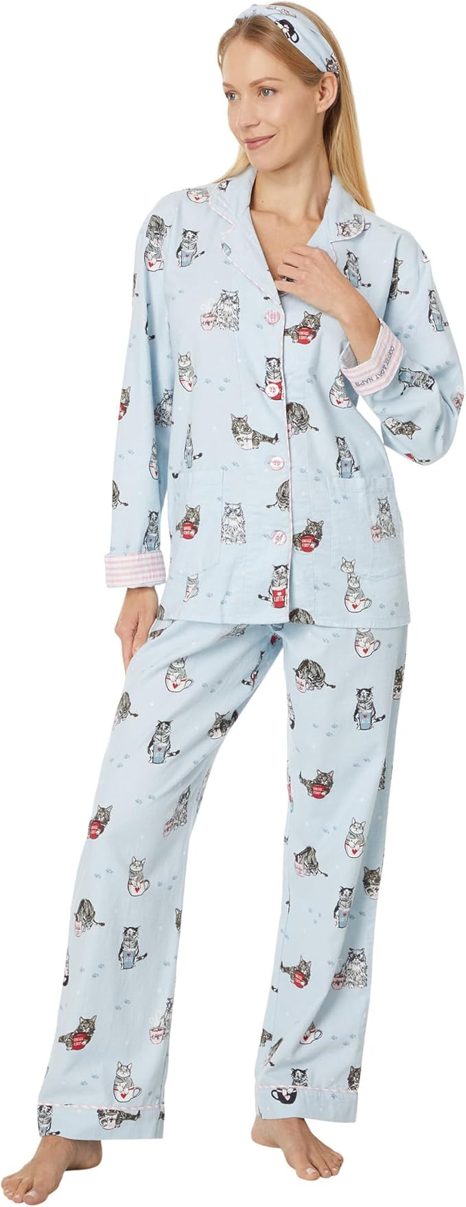 PJ Salvage Women's Flannel Pj Set with Headband | Amazon (US)