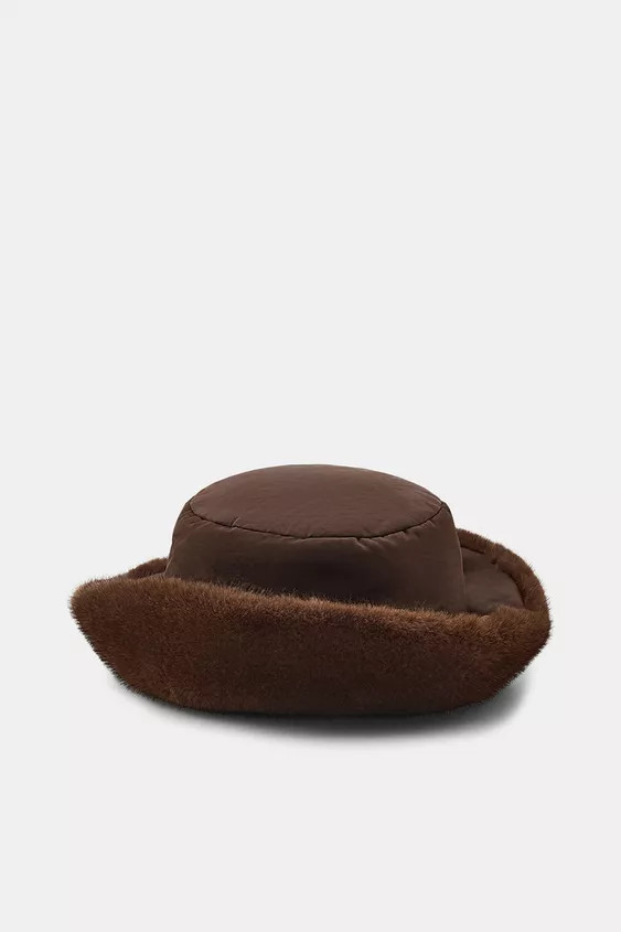 FAUX FUR NYLON HAT | Zara US