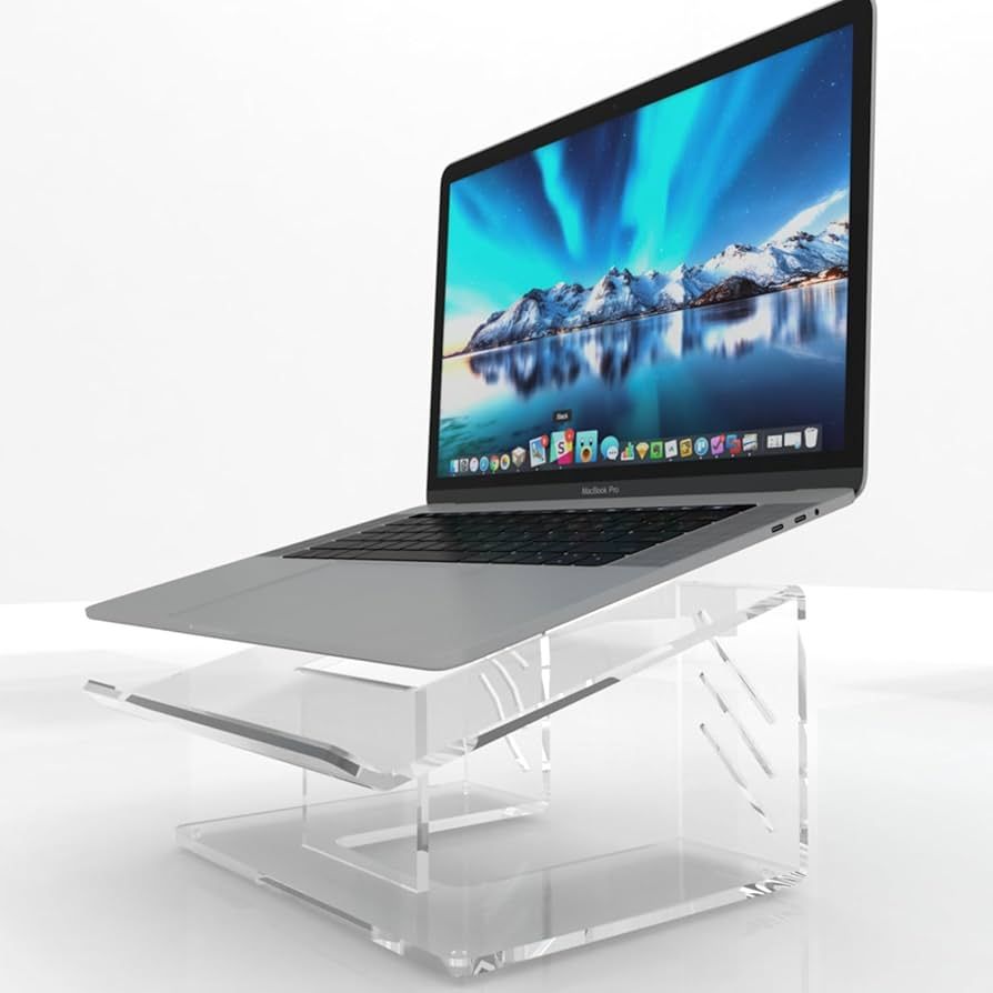 Vray Designs LLC- 6MM Clear Acrylic Laptop Stand for Desk| Ergonomic Laptop Riser for 10-17 MacBo... | Amazon (US)