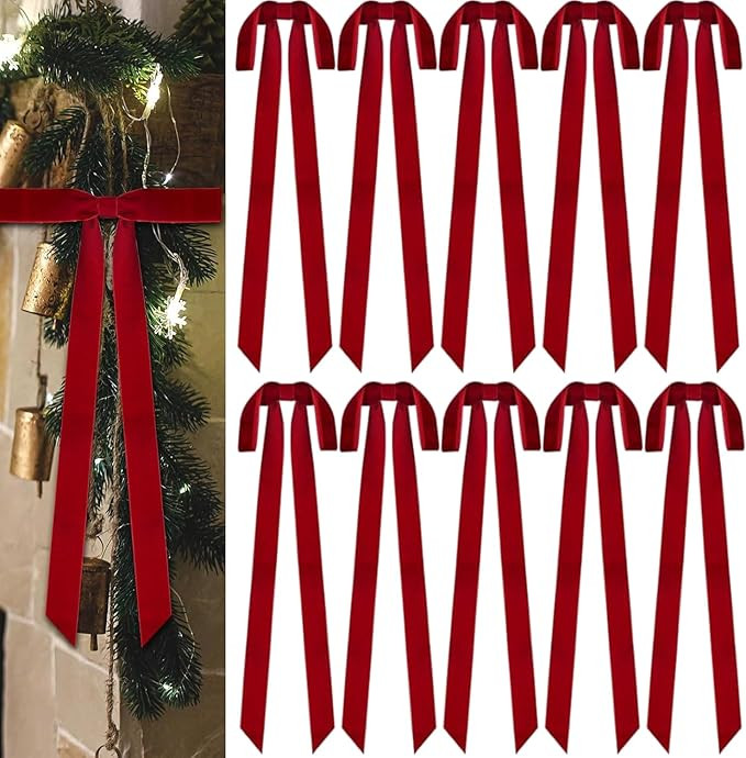 12 Pcs Christmas Velvet Bows, 24 x 12 Inch Large Velvet Christmas Wreath Bows Rustic Crafts for X... | Amazon (US)