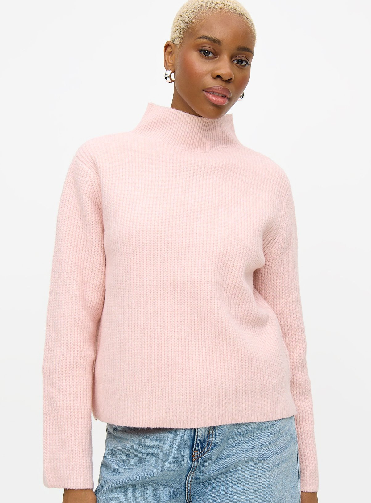 Pink High Neck Boxy Knitted Jumper | Tu Clothing