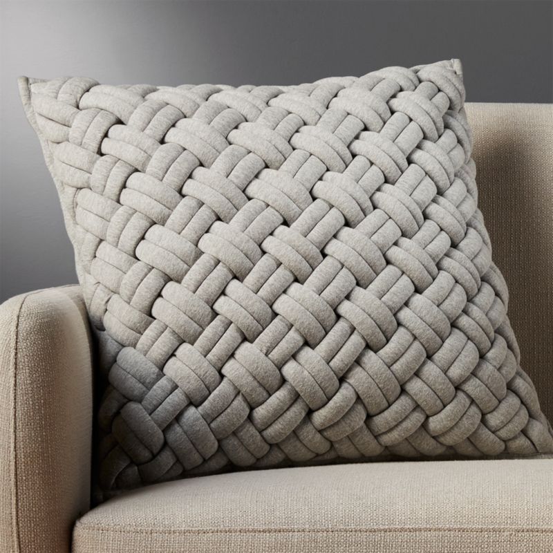 20" Jersey Interknit Grey Pillow with Down-Alternative Insert + Reviews | CB2 | CB2