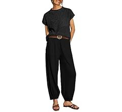 LILLUSORY 2 Piece Outfits For Women Trendy Lounge Sets Cozy Knit Sweater Short Sleeve Fashion Lou... | Amazon (US)