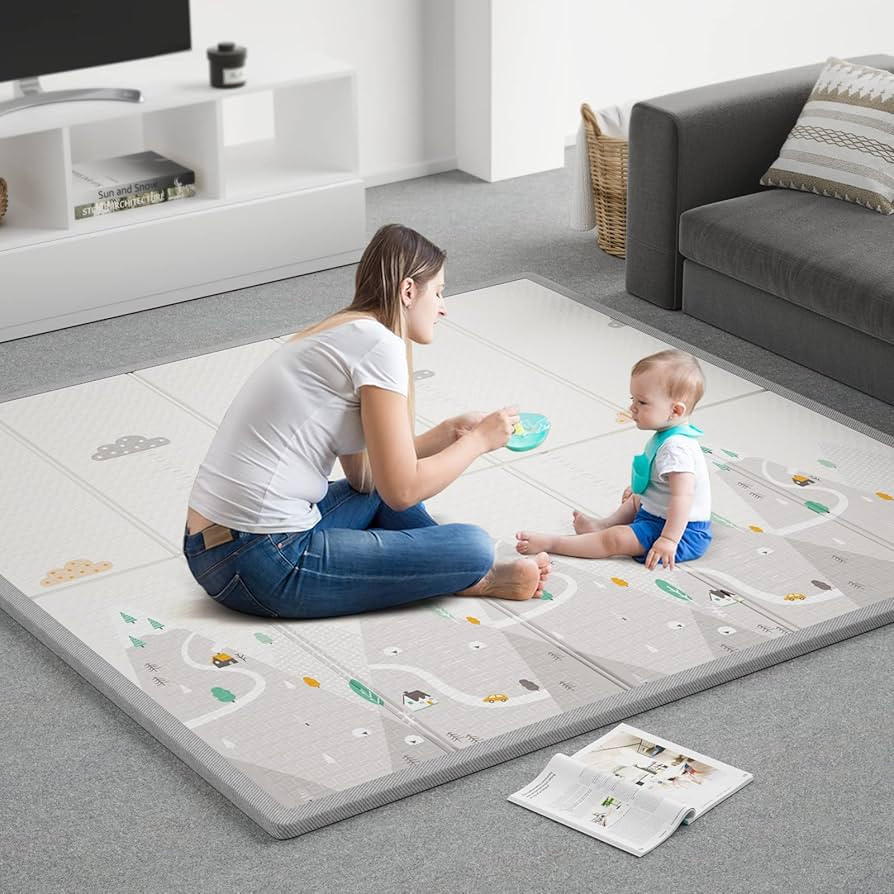ZEEBABA Baby Play Mat, 59"x59" Foldable & Reversable Large Baby Mat, 0.4" Thick Waterproof Foam P... | Amazon (US)