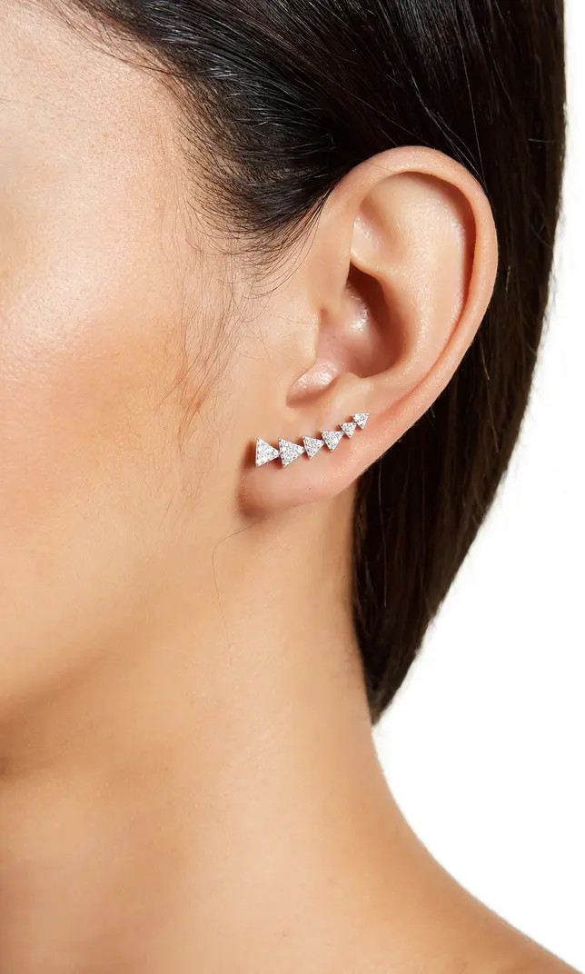 Sterling Silver Swarovski Crystal Accented Arrow Ear Climber Earrings | Nordstrom Rack