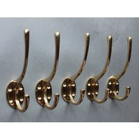 5 X Solid Brass Wall Hooks. Vintage Style Bathroom Bath Towel Retro Antique Old Hat & Coat Hooks School Classic Style~ Ch17(X5 | Etsy (US)