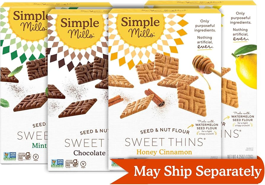 Simple Mills Sweet Thins Cookies Variety Pack, Seed and Nut Flour (Mint Chocolate Chip, Honey Cin... | Amazon (US)