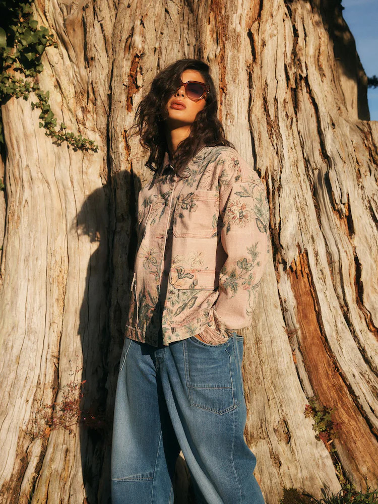 Pink National Trust x Next Denim Cord Collar Barn Jacket | Next EU