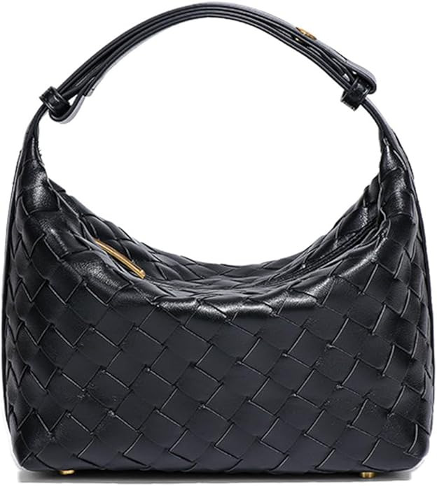 Vegan Leather Woven Hobo Bag – Mini Tote Purse, Braided Underarm Handbag for Women | Amazon (US)