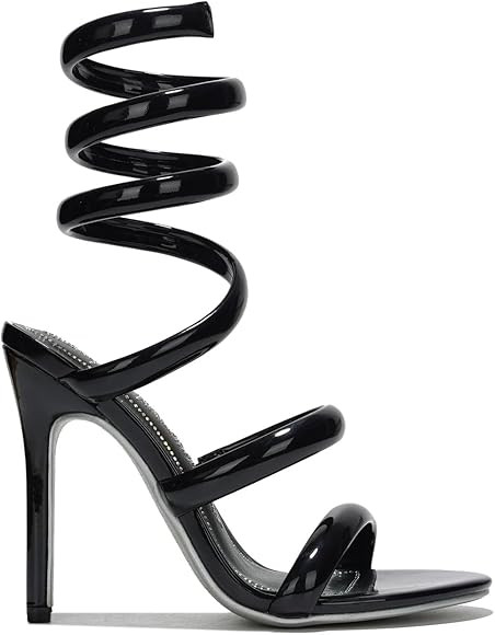 Cape Robbin Women's Open Toe Spiral Wrap Up Strappy High Heels Sandals, Gold | Amazon (US)