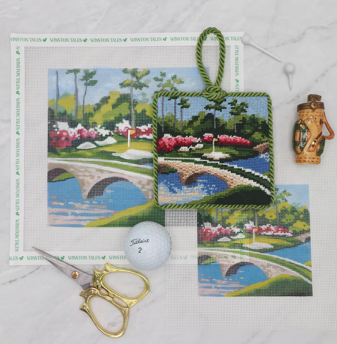 Augusta Golf Course Needlepoint Canvas | Hand-painted 4x4 - Etsy | Etsy (US)