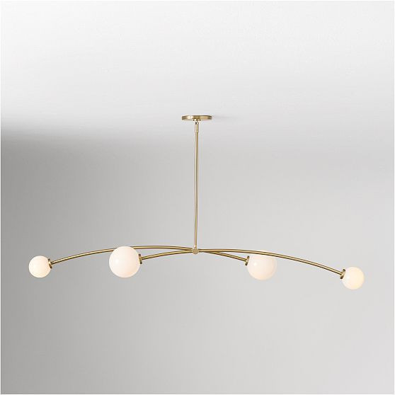 Holling Linear 4 Light Chandelier, 54in, Milk Glass/Champagne Bronze | West Elm (US)