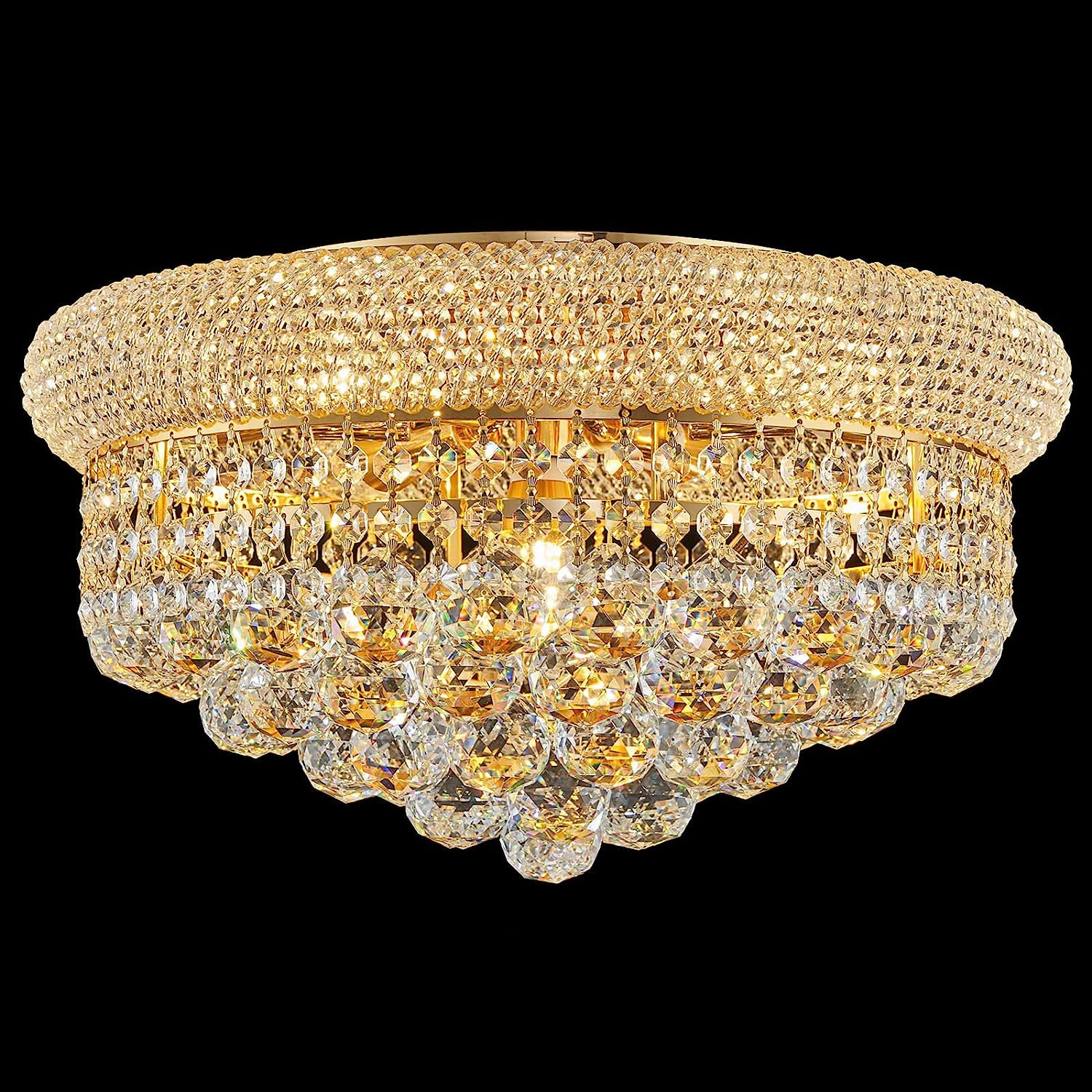 Homeooze 7 - Light Flush Mount Crystal Chandelier for Living Room Dining Room Entryway Hallway Be... | Amazon (US)