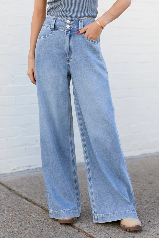 Desiree High Rise Wide Leg Jeans | Pink Lily
