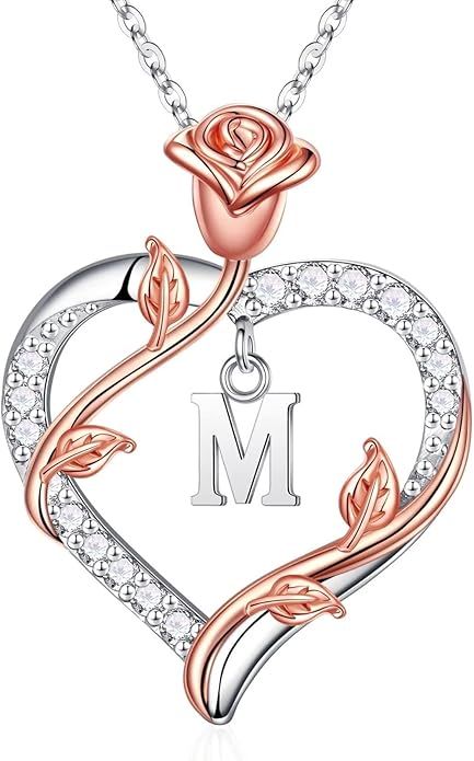 Iefil Mothers Day Gifts - 925 Sterling Silver Rose Heart Letter Pendant Necklace Jewelry Mothers ... | Amazon (US)