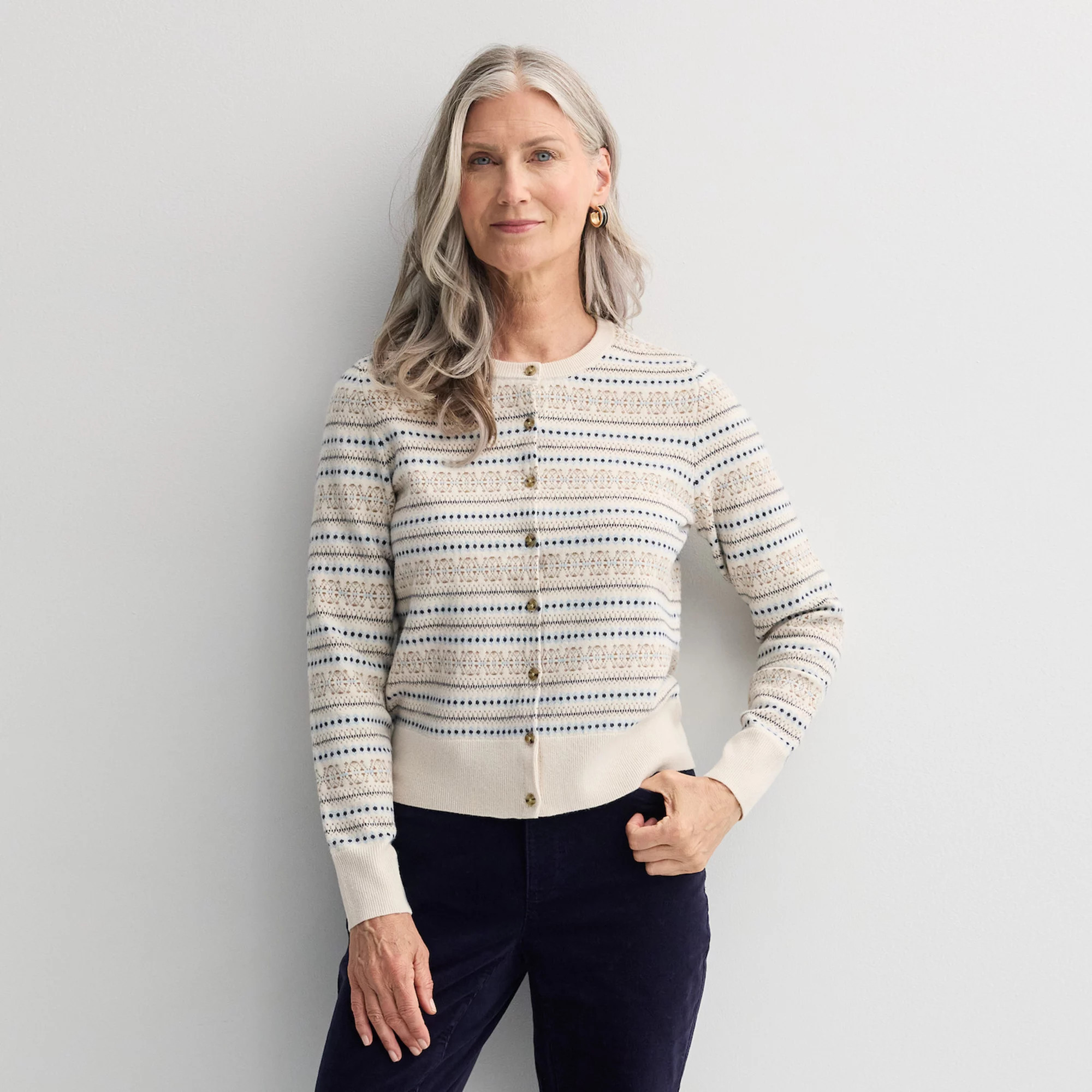 Women's Croft & Barrow® All Over Fair Isle Button Sweater Cardigan | Kohl's