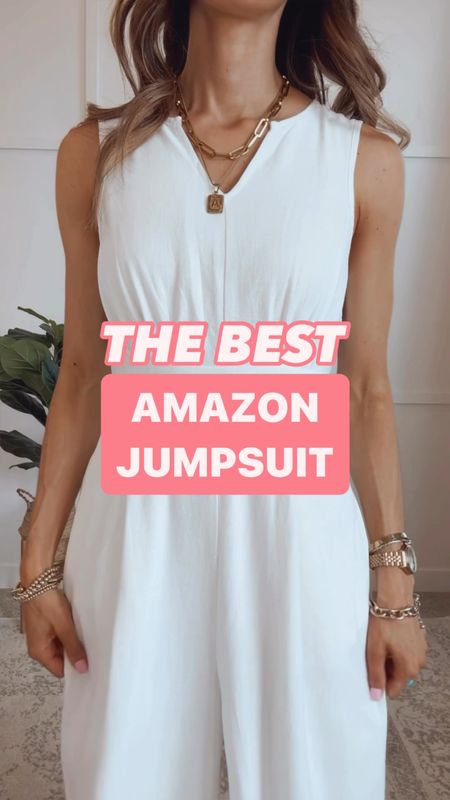 This Amazon jumpsuit looks and feels high end.  It’s the perfect alternative to a summer dress.

Style countless ways for so many summer occasions. Can be dressed up or down. 

Wearing a size small. Fits true to size. 

Travel outfit | summer outfits | vacation outfit | Memorial Day outfit 

#LTKFindsUnder50 #LTKVideo #LTKStyleTip