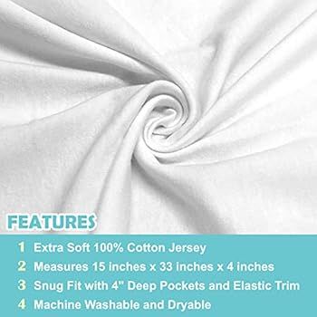 American Baby Company 15" x 33" Fitted Bassinet Sheet, 100% Natural Cotton Jersey Knit, White, So... | Amazon (US)