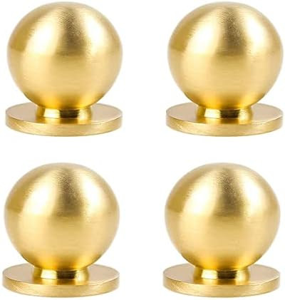 Amazon.com: RZDEAL 4pcs Round Solid Brass Pulls Cabinet Drawer Gold Knobs Modern Handles Knobs(1-... | Amazon (US)
