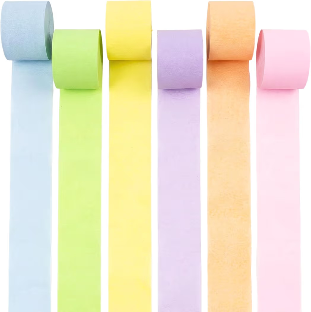 HOUSE OF PARTY Pastel Love Crepe Paper Streamers 6 Crepe Paper Rolls 492ft (1.8 Inch x 82 Ft/Roll... | Amazon (US)