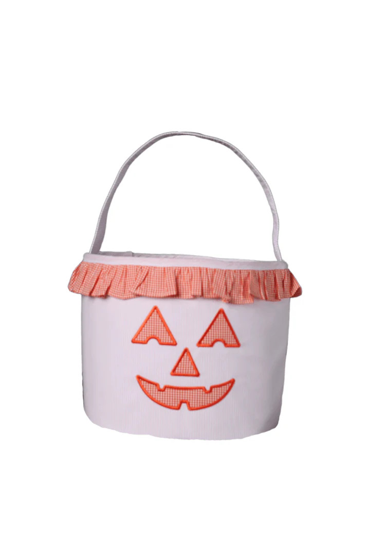 Pink Stripe Jack O Lantern Treat Basket | The Smocked Flamingo