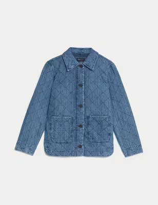 Pure Cotton Denim Quilted Shacket | M&S Collection | M&S | Marks & Spencer IE