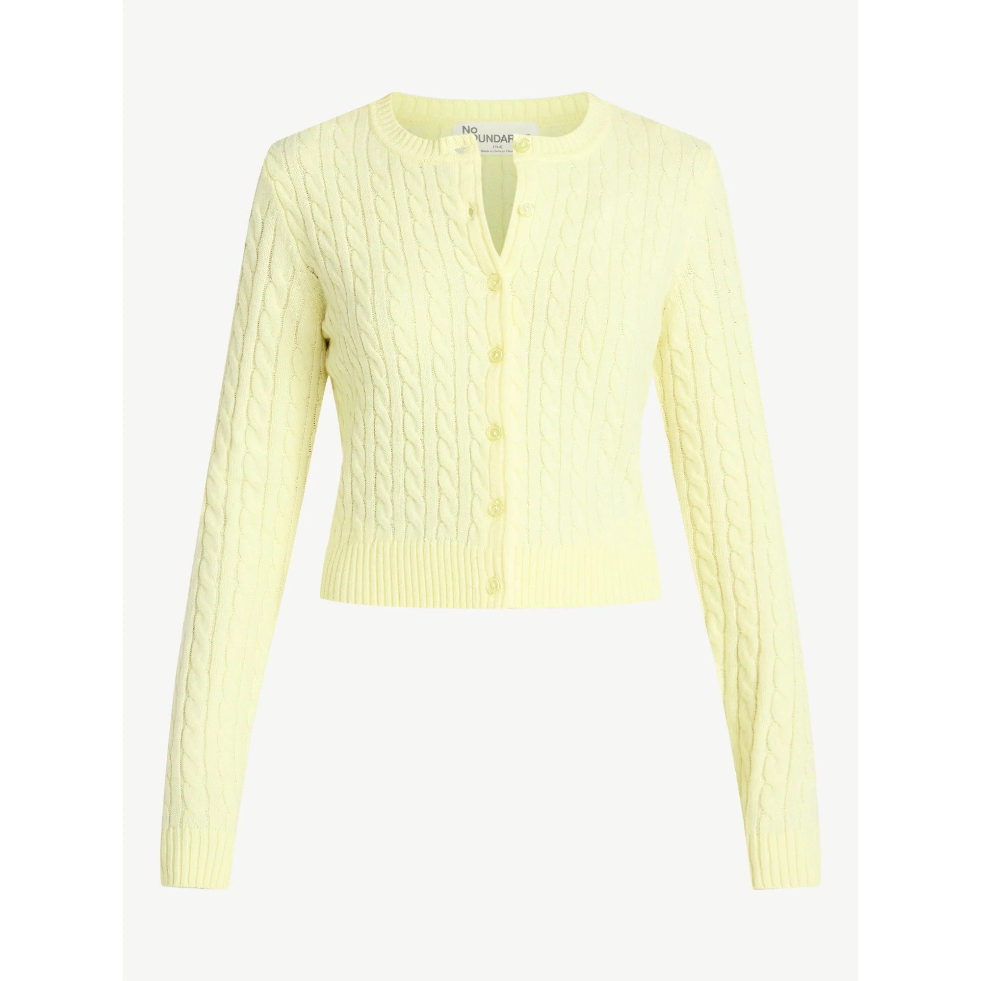 No Boundaries Cable Knit Button Front Cardigan, Women's XXS-XXL | Walmart (US)