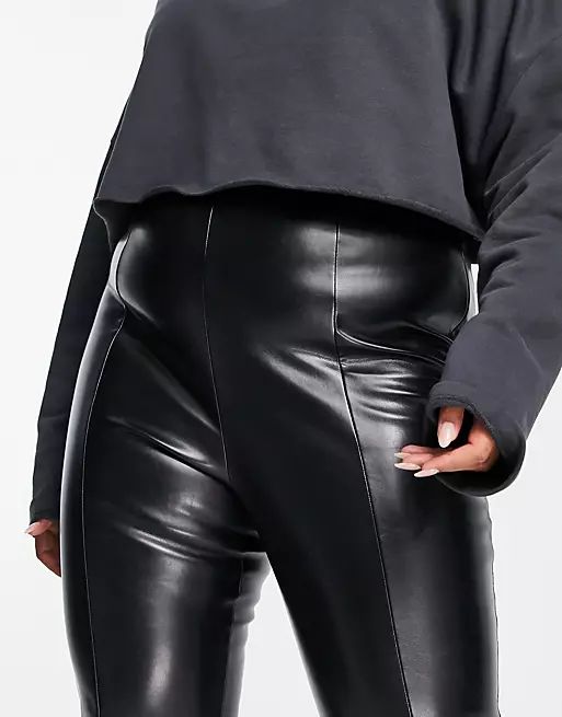 ASOS DESIGN Curve leather look super skinny pants in black | ASOS (Global)