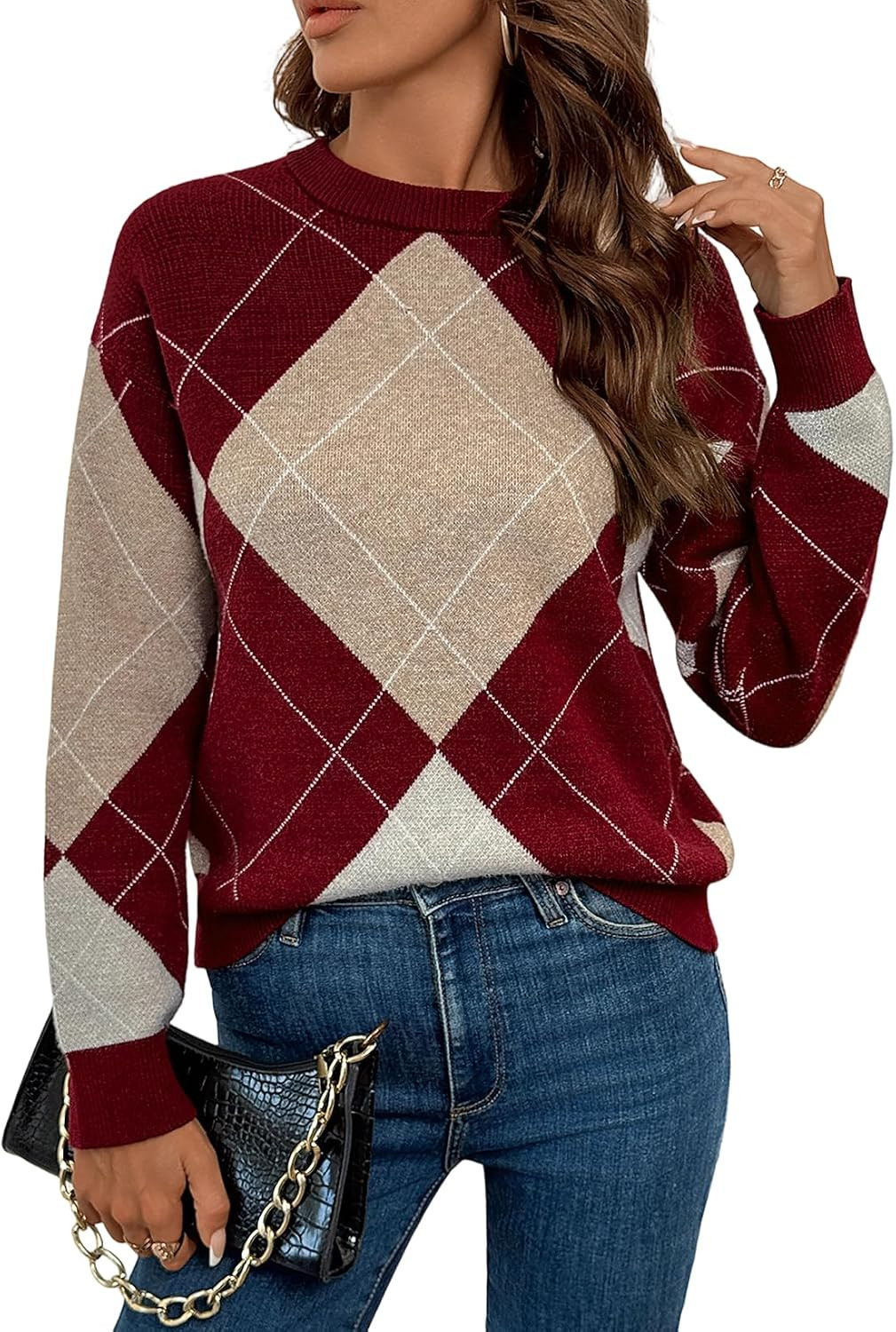SHEWIN Women Dropped Shoulders Sweater Trendy Casual Tops | Amazon (US)