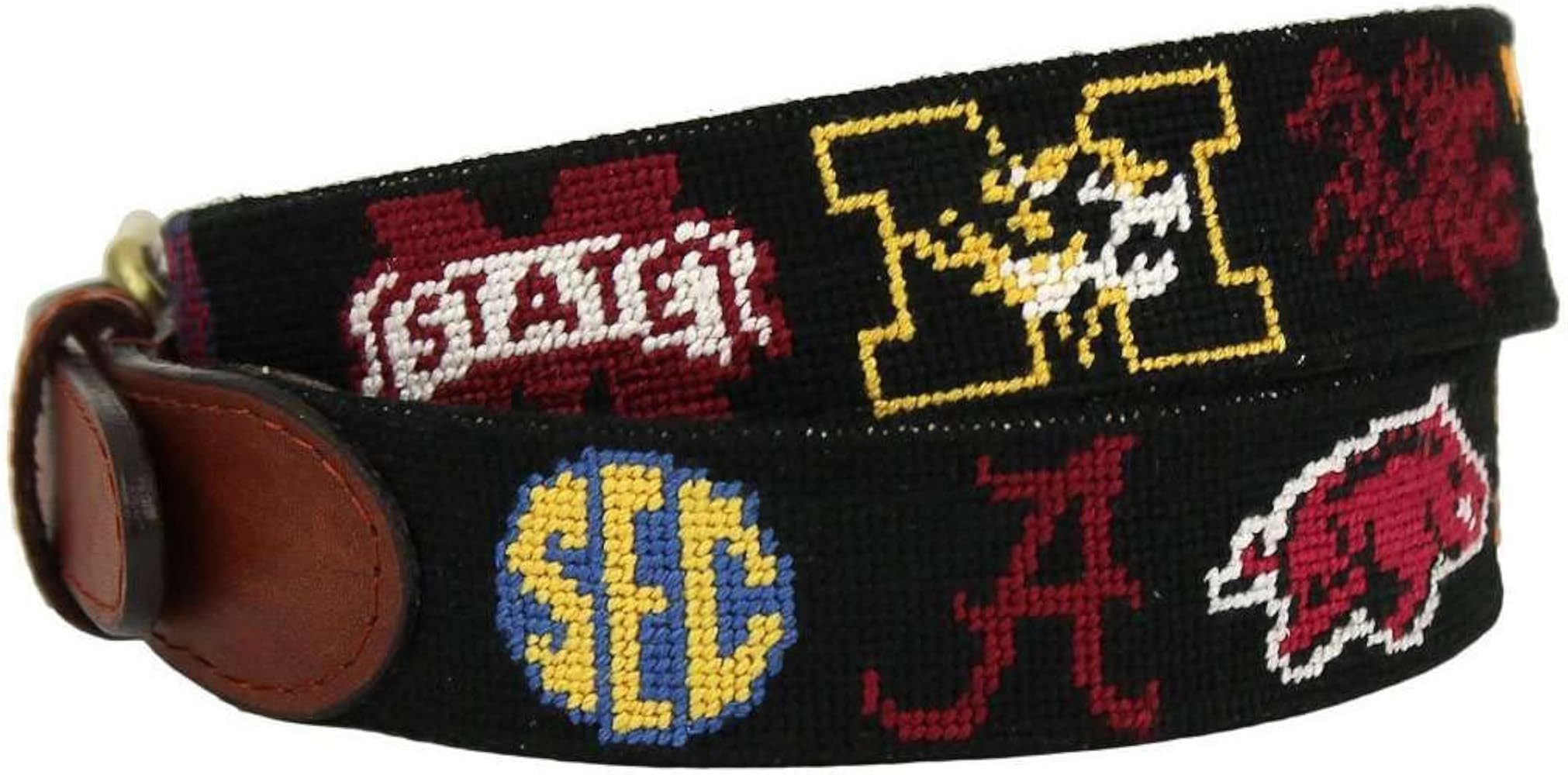 SEC Needlepoint Belt in Black by Smathers & Branson | Amazon (US)