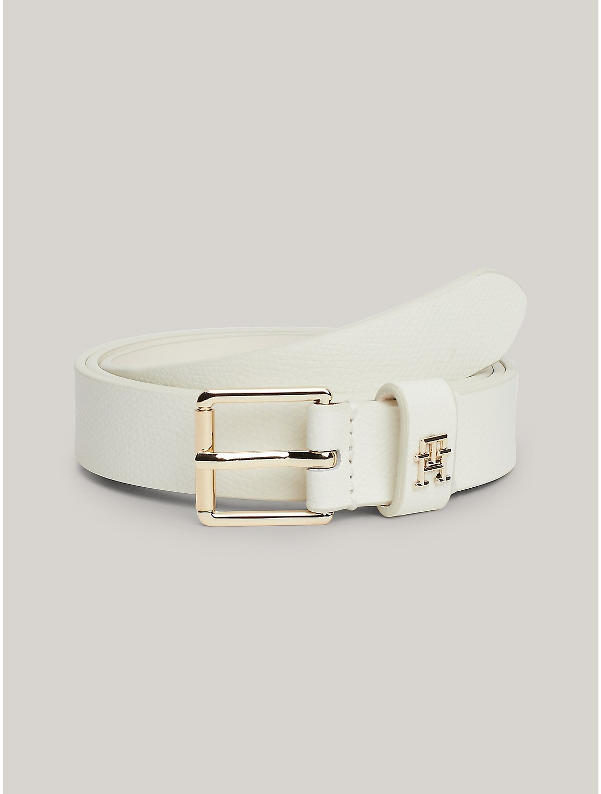 Tommy Hilfiger Women's TH Monogram Leather Belt - White - 38 | Tommy Hilfiger (US)