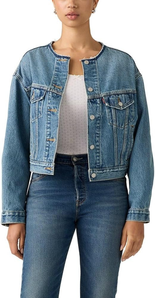 Levi's Women's Collarless Shrunken 90's Trucker Jacket | Amazon (US)