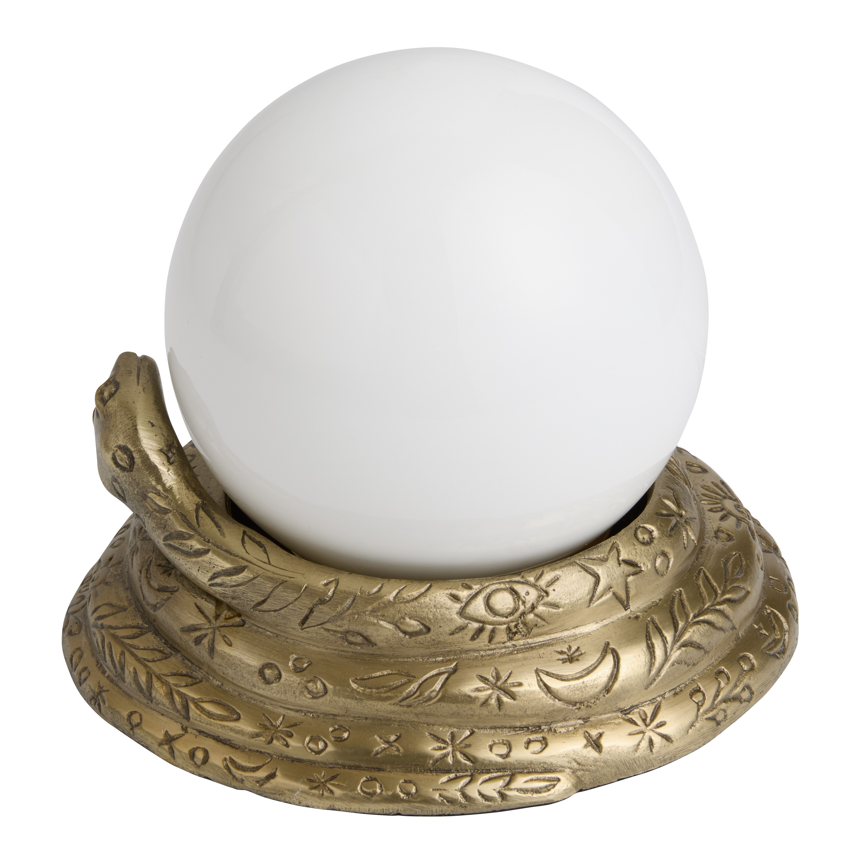 Gold Metal Snake and Opal Glass Globe Figural Table Lamp | World Market