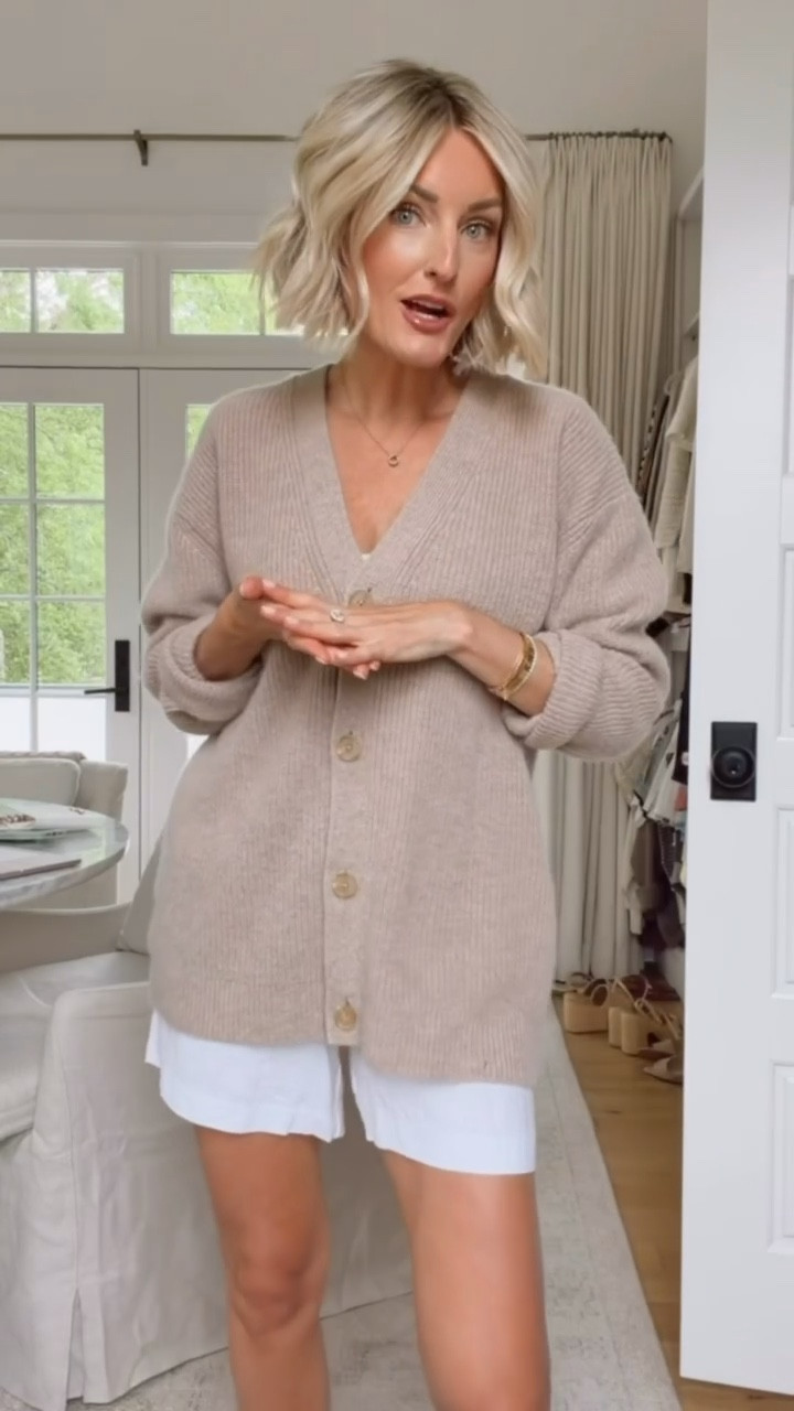 Here’s an easy look for transitioning into warmer weather! These are closet staples you will get so much wear out of! Wearing S in the top & XS in the shorts, but I just ordered size small in the shorts for postpartum. @onequince #quincepartner

Loverly Grey, spring fashion, spring outfit ideas, neutral sweater, white linen shorts, Quince

#LTKSeasonal #LTKootd