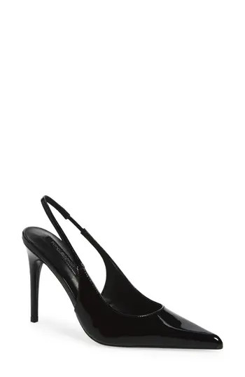 Tony Bianco Slingback Pointed Toe Pump in Black Patent at Nordstrom Rack, Size 10 | Nordstrom Rack