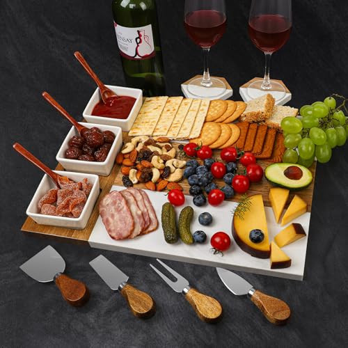 Charcuterie Board Set - Large Marble Cheese Board – Perfect Wood Charcuterie Boards Accessories Housewarming Gifts for New Home, Bridal Shower, New House Gift | Amazon (US)