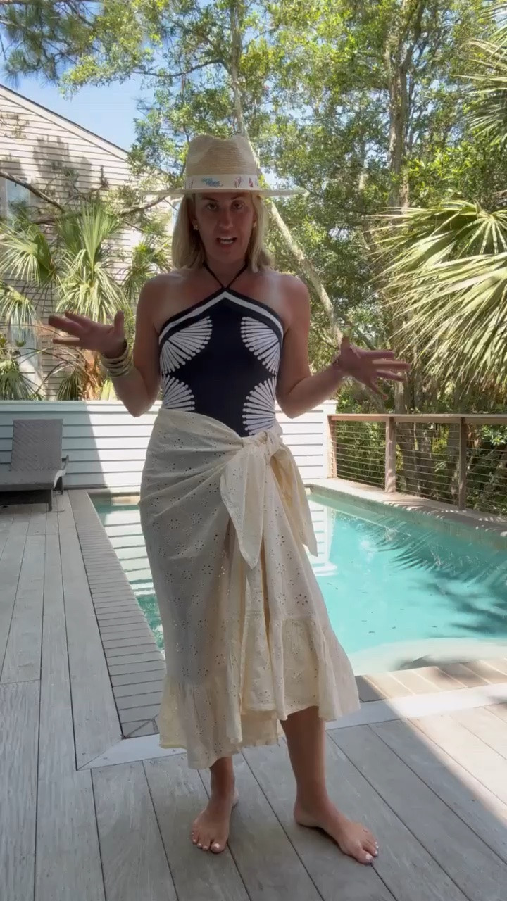 Beach day look! Love this cute one piece, the detailing is everything! Size small suit, OS sarong!

#LTKOver40 #LTKSaleAlert #LTKSwim