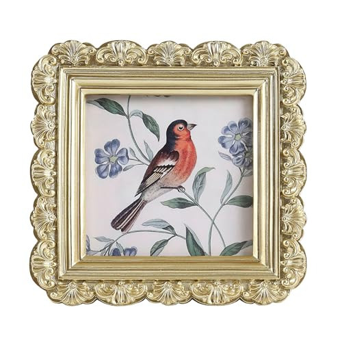 LIHOLO Vintage Picture Frames 3x3 Square Gold Antique Picture Frames with Glass Front Handcrafted Rustic Home Decor for Wall Mount and Tabletop Gallery Wall Art | Amazon (US)