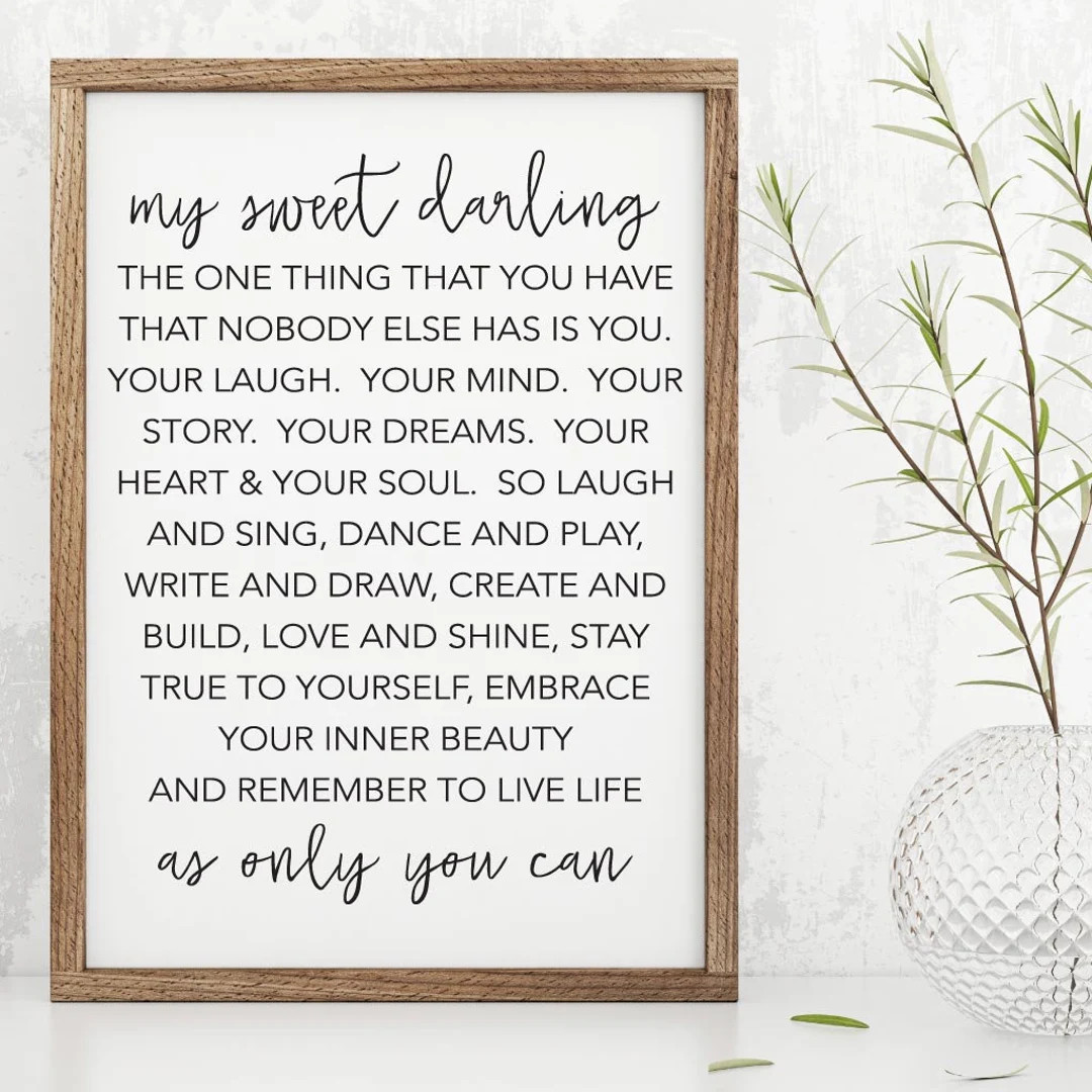 My Sweet Darling Quote Bedroom Wall Decor Over the Bed Home - Etsy | Etsy (US)