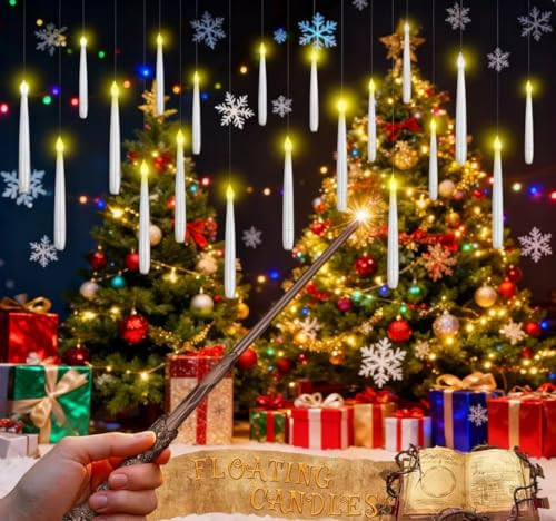 ALEIFLE 10 Stück Schwebende LED Kerzen mit Zauberstab Fernbedienung – Flammenlose Flackernde Floating Candles,Batteriebetriebene Hängende Kerzen für Halloween, Weihnachten, Hochzeit & Party Deko | Amazon (DE)