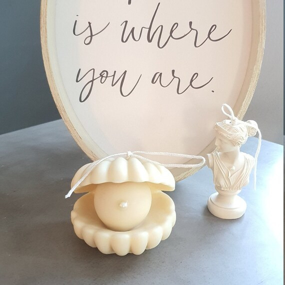 Large Shell Scented Candle/Shell Pearl Objet Soy Candle/Seashell Candle /Gift For her/Table Decor... | Etsy (US)