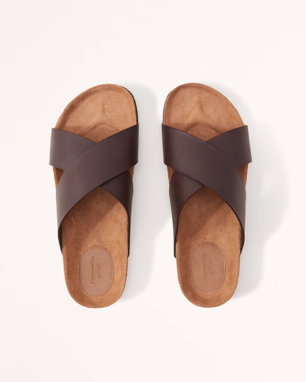 Faux Leather Slip-On Sandals | Abercrombie & Fitch (US)