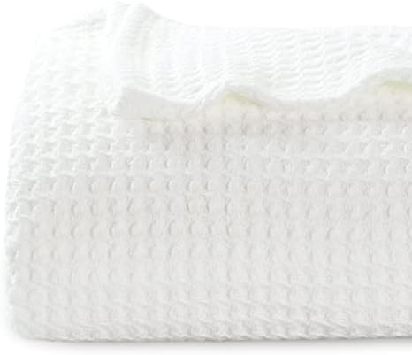 Bedsure 100% Cotton Blankets King Size - White 405GSM Waffle Weave Soft Lightweight Thermal King ... | Amazon (US)